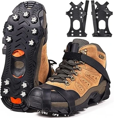 Grippers από ανοξείδωτο ατσάλι σιλικόνης Shoe Spikes Grips Traction για χιόνι στον πάγο, χειμερινή πεζοπορία αναρρίχηση Ψάρεμα στον πάγο